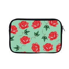 Red Floral Roses Pattern Wallpaper Background Seamless Illustration Apple Macbook Pro 13  Zipper Case by Nexatart