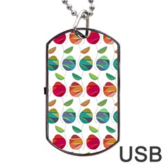 Watercolor Floral Roses Pattern Dog Tag Usb Flash (two Sides) by Nexatart