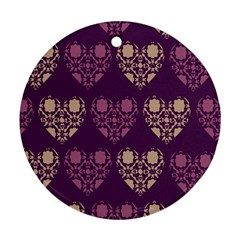 Purple Hearts Seamless Pattern Ornament (round)