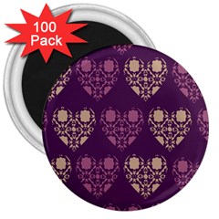 Purple Hearts Seamless Pattern 3  Magnets (100 Pack) by Nexatart