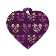 Purple Hearts Seamless Pattern Dog Tag Heart (one Side) by Nexatart