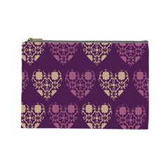 Purple Hearts Seamless Pattern Cosmetic Bag (large)  by Nexatart