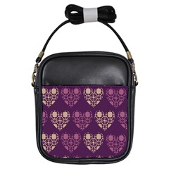 Purple Hearts Seamless Pattern Girls Sling Bags by Nexatart