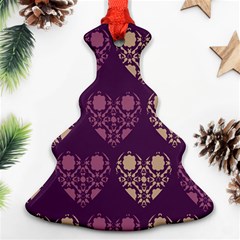 Purple Hearts Seamless Pattern Christmas Tree Ornament (two Sides)