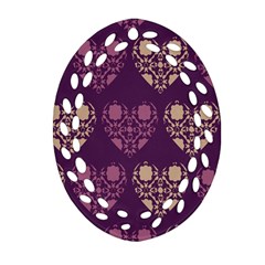 Purple Hearts Seamless Pattern Oval Filigree Ornament (two Sides)