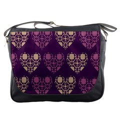 Purple Hearts Seamless Pattern Messenger Bags by Nexatart