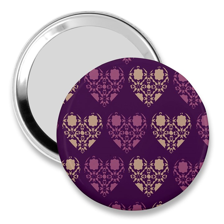 Purple Hearts Seamless Pattern 3  Handbag Mirrors