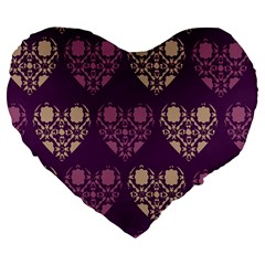 Purple Hearts Seamless Pattern Large 19  Premium Flano Heart Shape Cushions by Nexatart