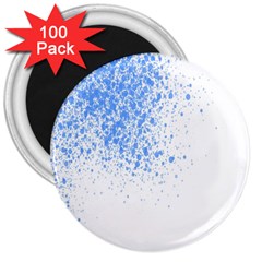 Blue Paint Splats 3  Magnets (100 Pack) by Nexatart