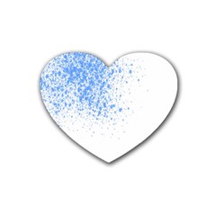 Blue Paint Splats Rubber Coaster (heart)  by Nexatart