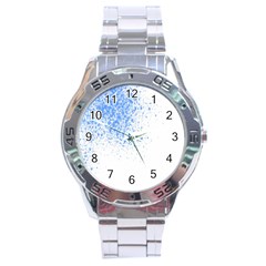 Blue Paint Splats Stainless Steel Analogue Watch by Nexatart