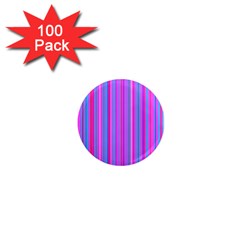 Blue And Pink Stripes 1  Mini Magnets (100 Pack)  by Nexatart