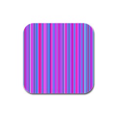 Blue And Pink Stripes Rubber Square Coaster (4 Pack)  by Nexatart