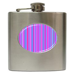 Blue And Pink Stripes Hip Flask (6 Oz) by Nexatart