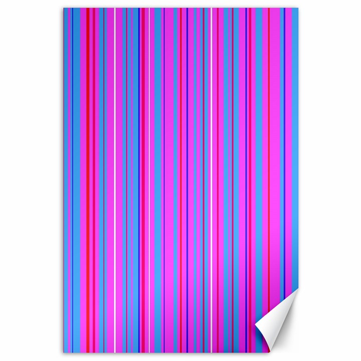 Blue And Pink Stripes Canvas 12  x 18  