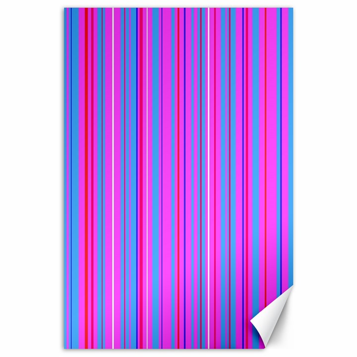 Blue And Pink Stripes Canvas 24  x 36 