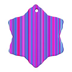 Blue And Pink Stripes Ornament (Snowflake)