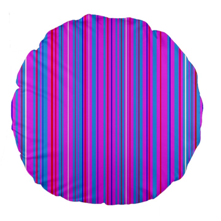 Blue And Pink Stripes Large 18  Premium Round Cushions