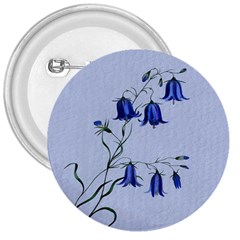 Floral Blue Bluebell Flowers Watercolor Painting 3  Buttons by Nexatart