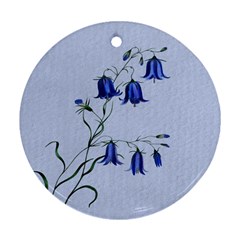 Floral Blue Bluebell Flowers Watercolor Painting Ornament (round)