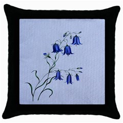 Floral Blue Bluebell Flowers Watercolor Painting Throw Pillow Case (black) by Nexatart