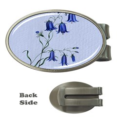 Floral Blue Bluebell Flowers Watercolor Painting Money Clips (oval)  by Nexatart