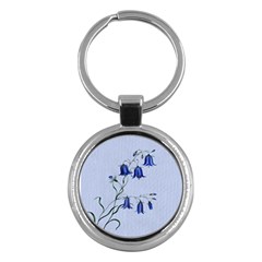 Floral Blue Bluebell Flowers Watercolor Painting Key Chains (round)  by Nexatart