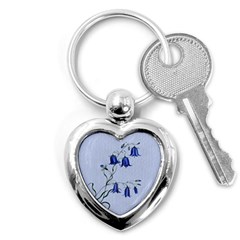 Floral Blue Bluebell Flowers Watercolor Painting Key Chains (heart)  by Nexatart