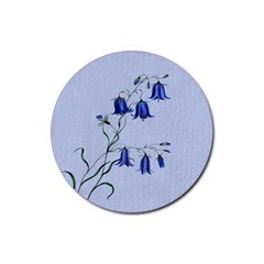 Floral Blue Bluebell Flowers Watercolor Painting Rubber Round Coaster (4 Pack)  by Nexatart