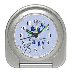 Floral Blue Bluebell Flowers Watercolor Painting Travel Alarm Clocks by Nexatart