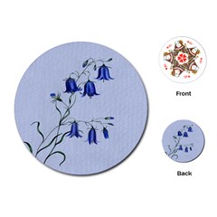 Floral Blue Bluebell Flowers Watercolor Painting Playing Cards (round)  by Nexatart