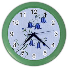 Floral Blue Bluebell Flowers Watercolor Painting Color Wall Clocks by Nexatart