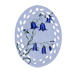 Floral Blue Bluebell Flowers Watercolor Painting Oval Filigree Ornament (two Sides) by Nexatart