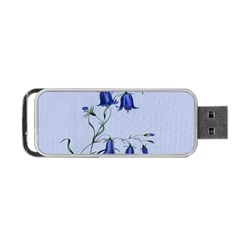 Floral Blue Bluebell Flowers Watercolor Painting Portable Usb Flash (two Sides) by Nexatart