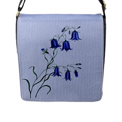 Floral Blue Bluebell Flowers Watercolor Painting Flap Messenger Bag (l)  by Nexatart