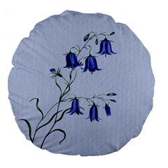 Floral Blue Bluebell Flowers Watercolor Painting Large 18  Premium Flano Round Cushions by Nexatart