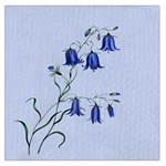 Floral Blue Bluebell Flowers Watercolor Painting Large Satin Scarf (Square) Front