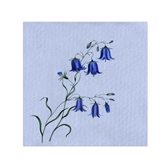 Floral Blue Bluebell Flowers Watercolor Painting Small Satin Scarf (square) by Nexatart