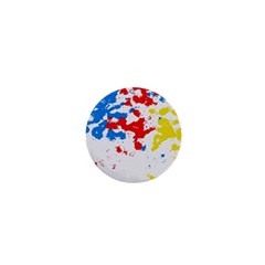 Paint Splatter Digitally Created Blue Red And Yellow Splattering Of Paint On A White Background 1  Mini Buttons by Nexatart