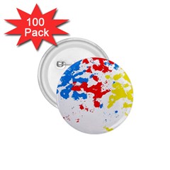 Paint Splatter Digitally Created Blue Red And Yellow Splattering Of Paint On A White Background 1 75  Buttons (100 Pack)  by Nexatart