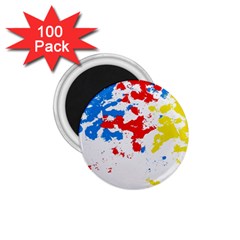 Paint Splatter Digitally Created Blue Red And Yellow Splattering Of Paint On A White Background 1 75  Magnets (100 Pack)  by Nexatart