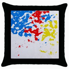 Paint Splatter Digitally Created Blue Red And Yellow Splattering Of Paint On A White Background Throw Pillow Case (black) by Nexatart