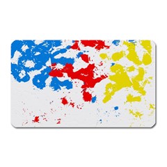 Paint Splatter Digitally Created Blue Red And Yellow Splattering Of Paint On A White Background Magnet (rectangular) by Nexatart