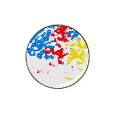 Paint Splatter Digitally Created Blue Red And Yellow Splattering Of Paint On A White Background Hat Clip Ball Marker (4 Pack) by Nexatart