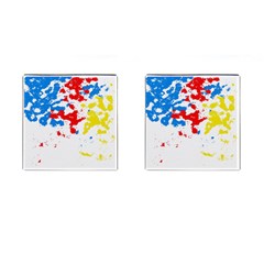 Paint Splatter Digitally Created Blue Red And Yellow Splattering Of Paint On A White Background Cufflinks (square) by Nexatart