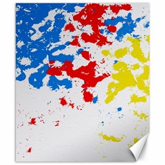 Paint Splatter Digitally Created Blue Red And Yellow Splattering Of Paint On A White Background Canvas 8  X 10  by Nexatart