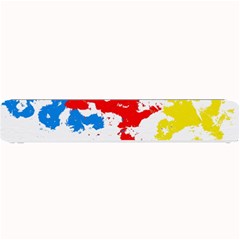 Paint Splatter Digitally Created Blue Red And Yellow Splattering Of Paint On A White Background Small Bar Mats by Nexatart