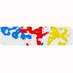 Paint Splatter Digitally Created Blue Red And Yellow Splattering Of Paint On A White Background Large Bar Mats by Nexatart