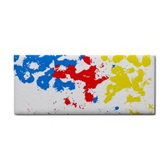 Paint Splatter Digitally Created Blue Red And Yellow Splattering Of Paint On A White Background Cosmetic Storage Cases by Nexatart