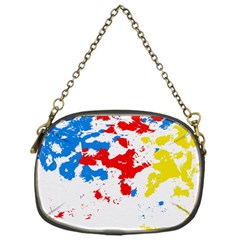 Paint Splatter Digitally Created Blue Red And Yellow Splattering Of Paint On A White Background Chain Purses (one Side)  by Nexatart